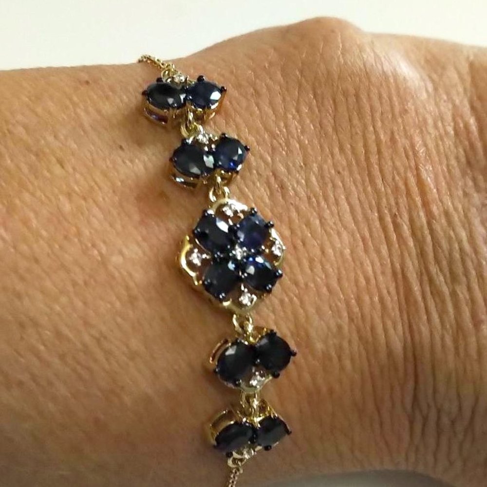 Natural Blue Sapphire Bracelet in Solid Gold